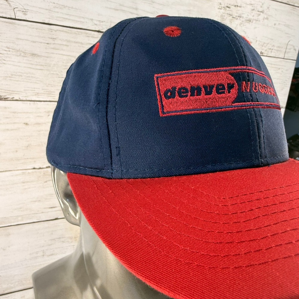 Vintage Denver Nuggets Snapback Hat NBA Navy Red T.E.I. Retro Basketball Cap